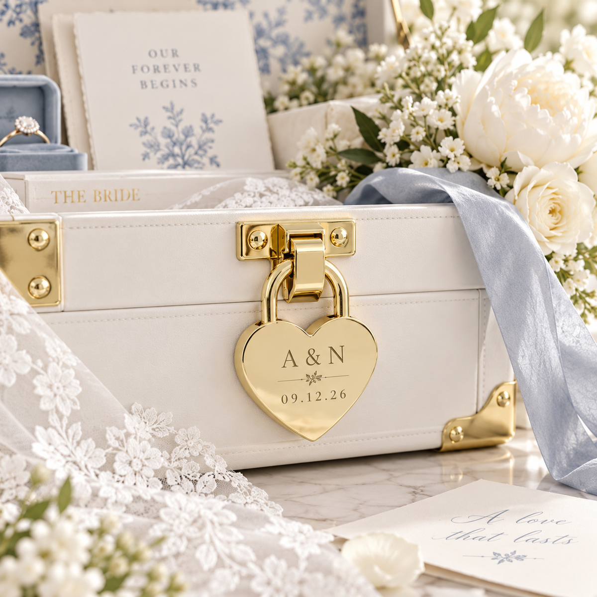 Heart Padlock Personalized Gold